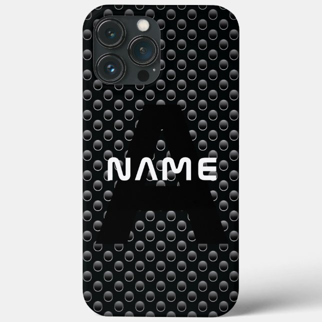 Personalised Monogram Name Black and White Texture Case-Mate iPhone Case (Back)