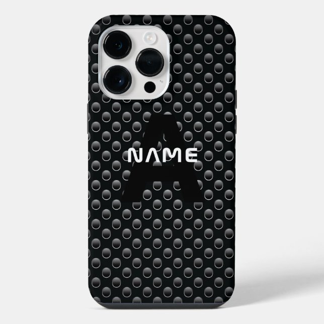Personalised Monogram Name Black and White Texture iPhone Case (Back)
