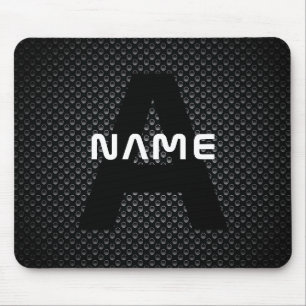 Personalised Monogram Name Black and White Texture Mouse Mat