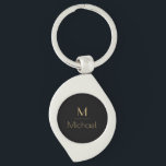 Personalised Monogram | Name Black & Gold Key Ring<br><div class="desc">Personalised Monogram Black & Gold Art Deco Font,  The template is set up ready for you to customise with your name and initial,  If you would like to change the colour or style of the font click customise further that the end of the template.</div>