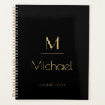 Personalised Monogram | Name Black & Gold  Planner<br><div class="desc">Personalised Monogram Black & Gold Art Deco Font,  The template is set up ready for you to customise with your name and initial,  If you would like to change the colour or style of the font click customise further that the end of the template.</div>