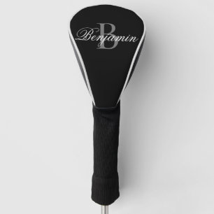 Personalised Monogram Name Black Golf Head Cover