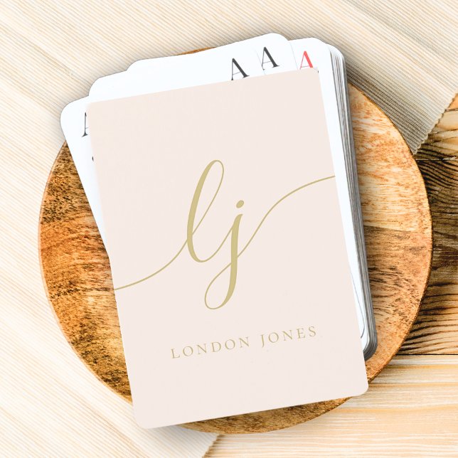 Personalised Monogram Name Calligraphy Script Playing Cards (Creator Uploaded)