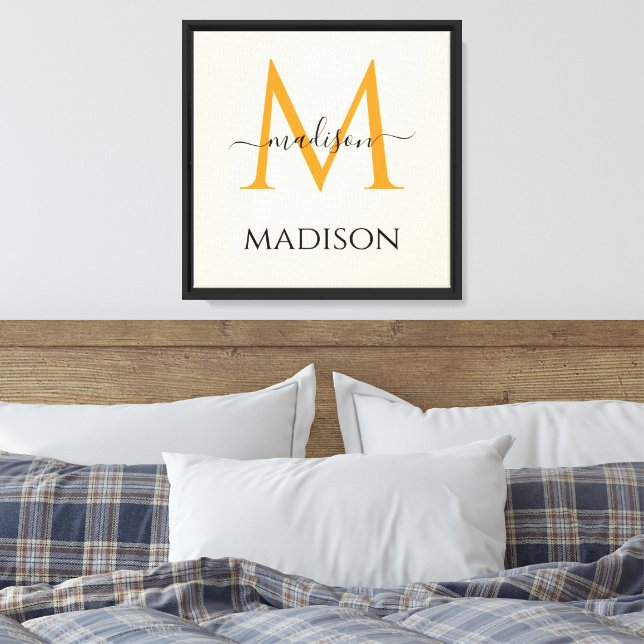 Personalised Monogram & Name  Canvas Print (Insitu(Bedroom))