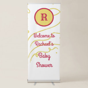 Personalised monogram name confetti baby shower retractable banner