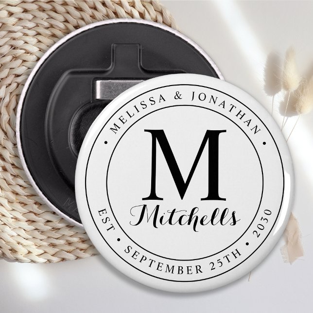 Personalised Monogram Name Date Wedding Bottle Opener (Creator Uploaded)