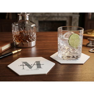 Personalised Monogram & Name for Groomsmen Paper Coaster