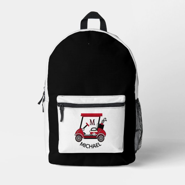 Personalised Monogram Name Golf Cart Printed Backpack (Front)