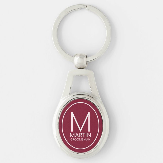 Personalised Monogram&Name Groomsmen Key Ring (Front)