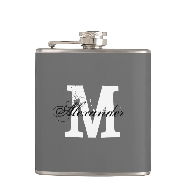 Personalised monogram name initial drink flask (Front)