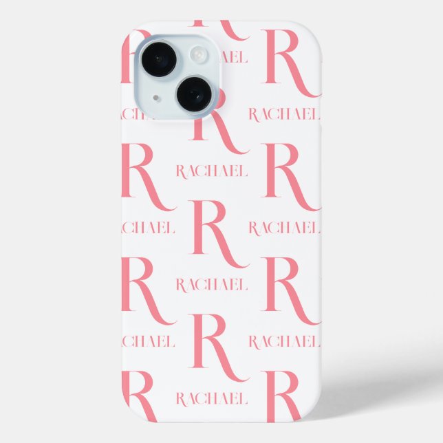 Personalised Monogram Name Minimal Stylish Pink Case-Mate iPhone Case (Back)