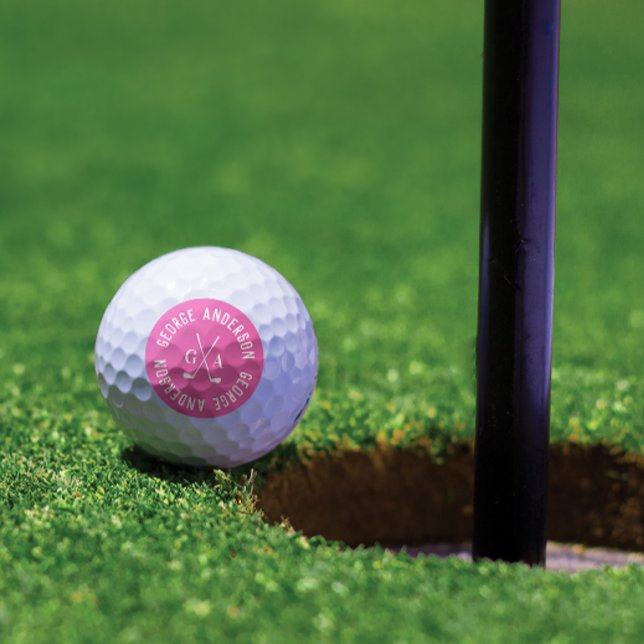 Personalised monogram & Name modern minimal Golf Balls (Creator Uploaded)