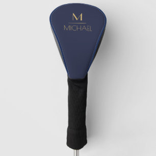 Personalised Monogram   Name Navy & Gold Golf   Golf Head Cover
