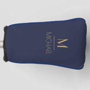 Personalised Monogram   Name Navy & Gold  Golf Head Cover
