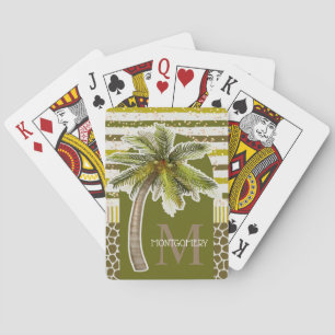 Personalised Monogram Name Palm Tree Playing Cards