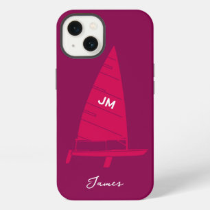 Personalised Monogram Name Sailboat Racing Pink iPhone 13 Case