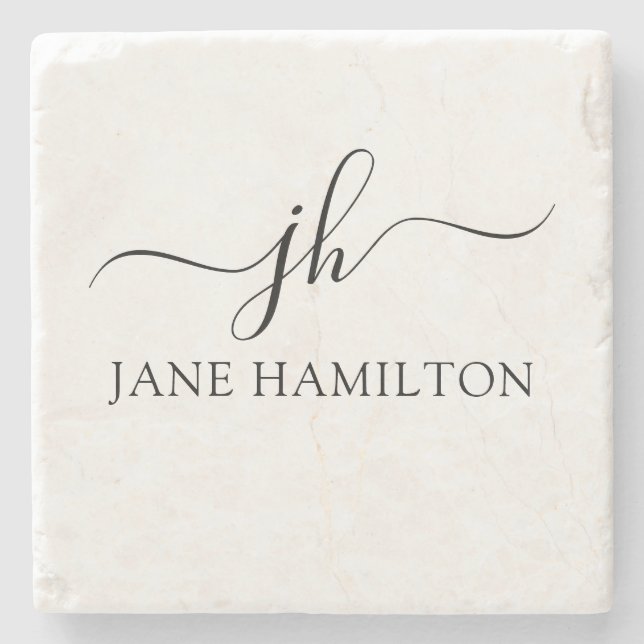 Personalised Monogram Name Stone Coaster (Front)