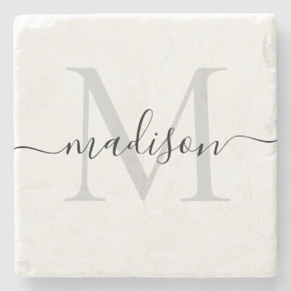 Personalised Monogram & Name Stylish Stone Coaster