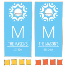 Personalised Monogram Name Teal Cornhole Set