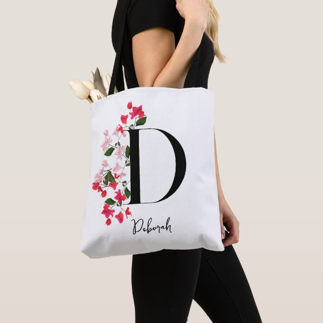 Personalised Monogram Name Tote Bag - Letter D  (Close Up)