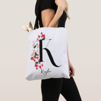 Personalised Monogram Name Tote Bag - Letter K