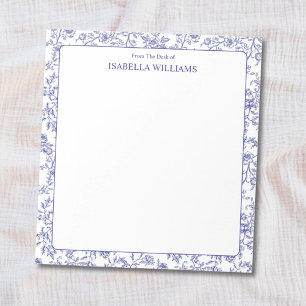 Personalised Monogram Name Vintage Flower Floral Notepad