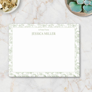 Personalised Monogram Name Vintage Flower Floral  Post-it Notes