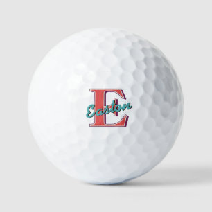 Personalised Monogram Name Vintage Red & Teal Blue Golf Balls