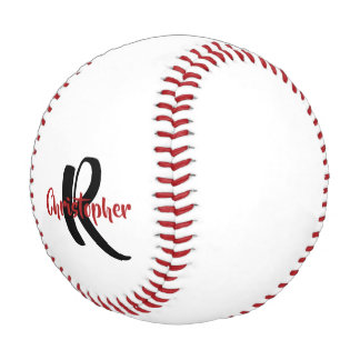 Personalised Monogram Name White Baseball