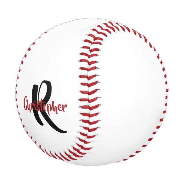 Personalised Monogram Name White Baseball (Angled)