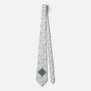 Personalised Monogram Nature Fern Leaf Pattern Tie