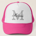 Personalised monogram neon pink hat for bridesmaid<br><div class="desc">Personalised name monogram neon pink trucker hat for bride and bridesmaids . Vintage monogrammed name initial letter with stylish script typography. Cute wedding party favours for guests, friends and family. Make your own for bride to be and bride's entourage; brides maid, maid of honour, flower girl, matron of honour, mother...</div>