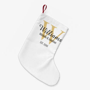Personalised Monogram Newlywed Gold Small Christmas Stocking
