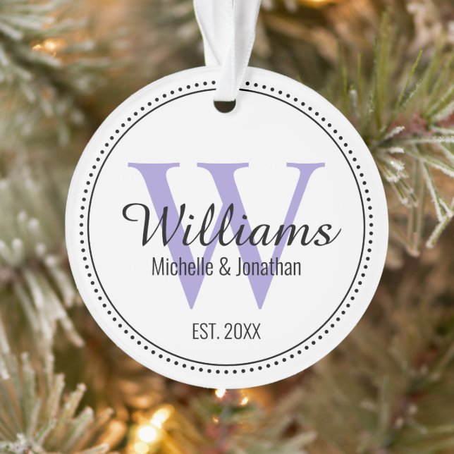 Personalised Monogram Newlywed Lavender Ornament (Tree)