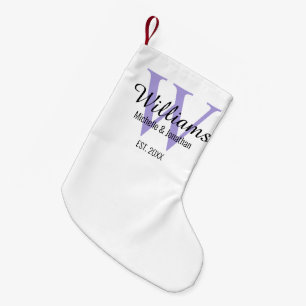 Personalised Monogram Newlywed Lavender Small Christmas Stocking