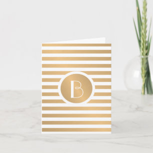 Personalised Monogram Note Cards with Gold Stripes