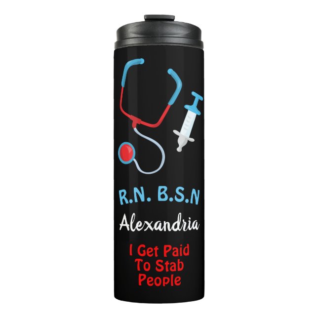 Personalised Monogram Nurse Art Design Funny Text Thermal Tumbler (Front)
