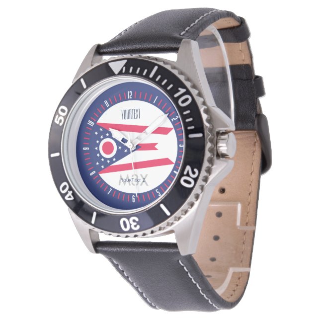 Personalised Monogram Ohio State Flag Watch Design (Angled)