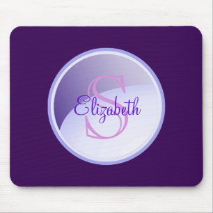 Personalised Monogram on a Lavender Purple Circle Mouse Mat
