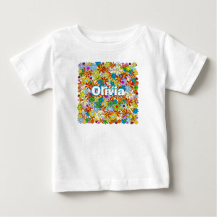 Personalised Monogram or Name Floral Pattern Baby T-Shirt