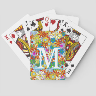 Personalised Monogram or Name Floral Pattern Playing Cards