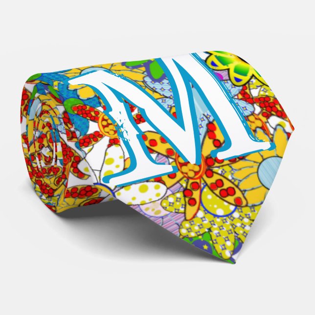 Personalised Monogram or Name Floral Pattern Tie (Rolled)