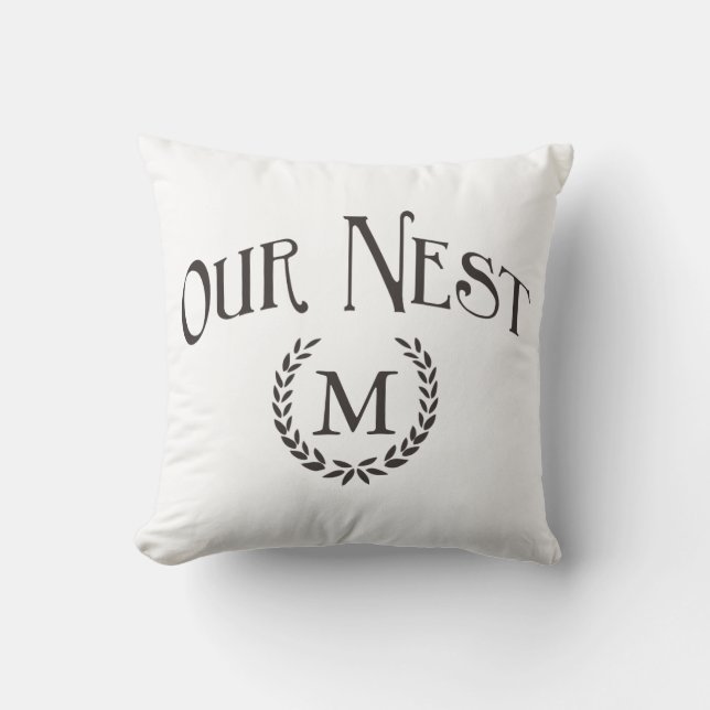 Personalised Monogram Our Nest Pillow Farmhouse (Front)