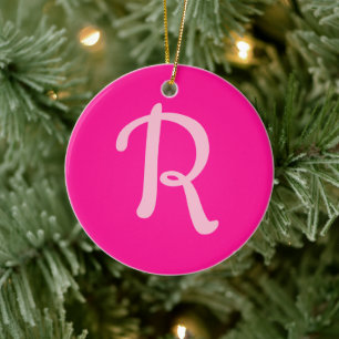 Personalised Monogram Pastel and Hot Pink Ceramic Tree Decoration
