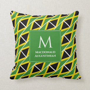 Personalised Monogram Patriotic JAMAICA FLAG Cushion