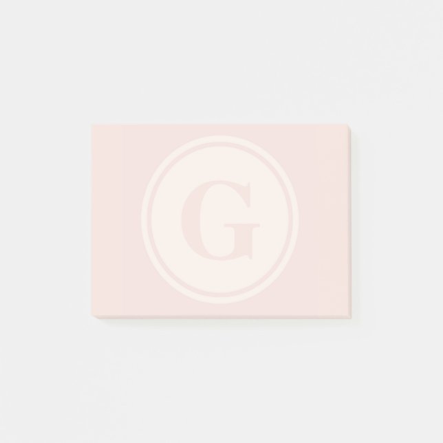 personalised monogram peach post-it notes (Front)