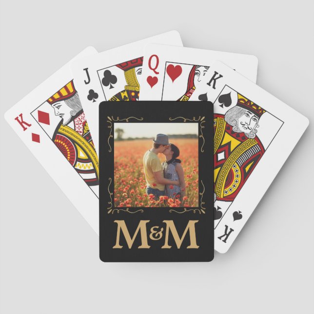 Personalised Monogram Photo Wedding Favour Playing Cards (Back)