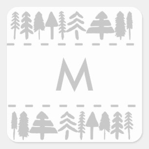 Personalised Monogram Pine Trees Square Stickers