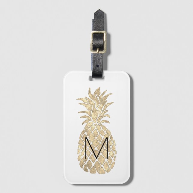 personalised monogram pineapple luggage tag (Front Vertical)