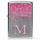 Personalised Monogram Pink Glitter Zippo Lighter